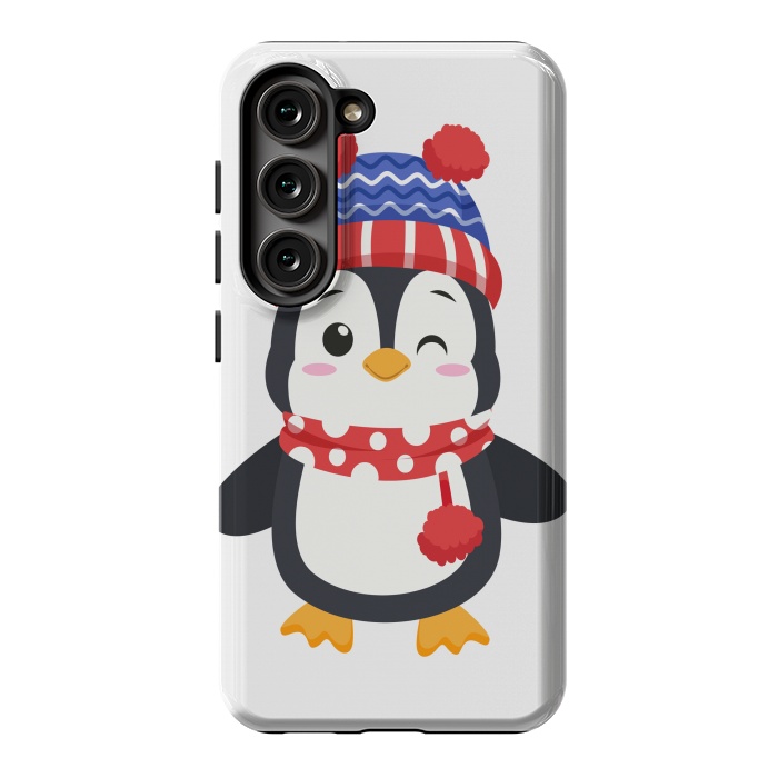 Galaxy S23 StrongFit adorable penguin with winter clothes by haroulita