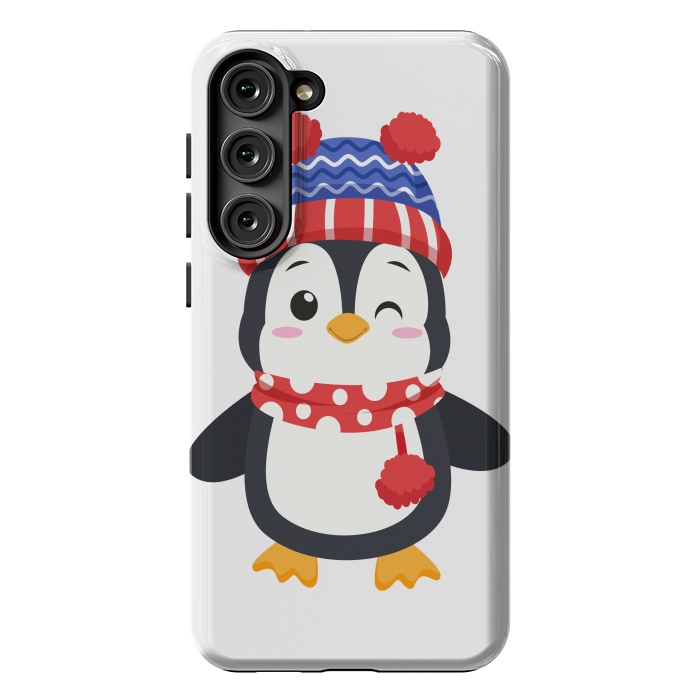 Galaxy S23 Plus StrongFit adorable penguin with winter clothes by haroulita