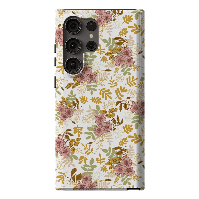 Galaxy S23 Ultra StrongFit Autumnal Florals in Pink and Mustard by Paula Ohreen