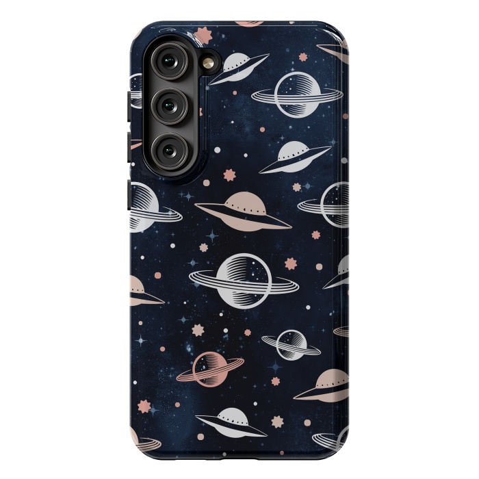 Galaxy S23 Plus StrongFit Planets and stars - space pattern - celestial pattern on navy by Oana 