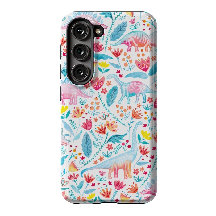 Galaxy S23 StrongFit Dinosaur Delight on White by gingerlique