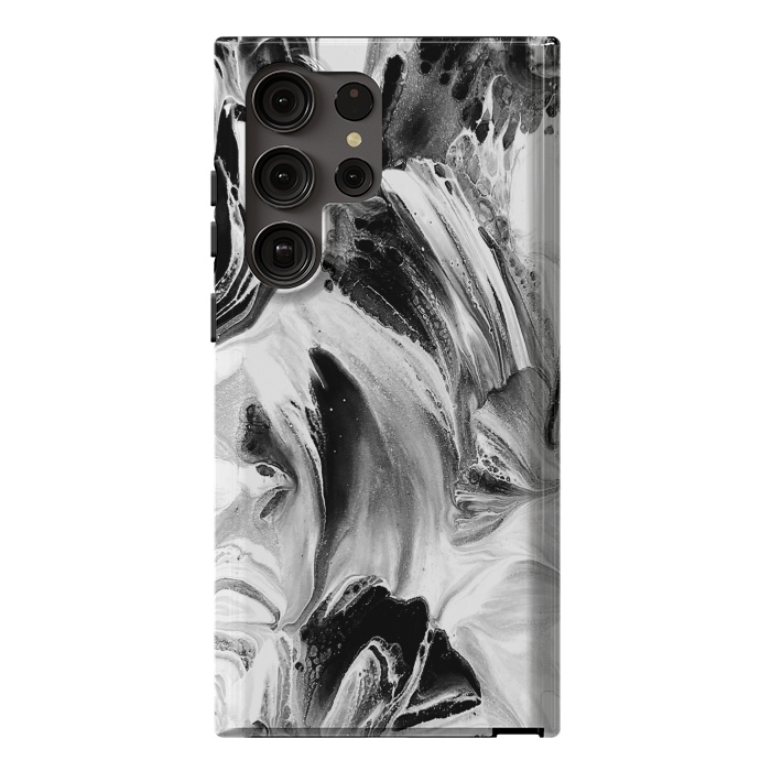 Galaxy S23 Ultra StrongFit Black and White Brushed Paint by Ashley Camille
