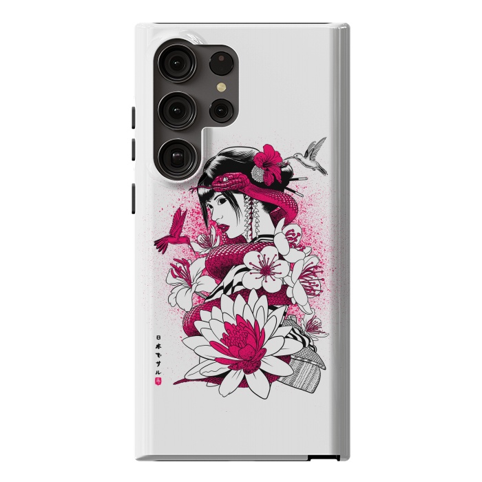 Galaxy S23 Ultra StrongFit Geisha with snake and hummingbirds by Alberto