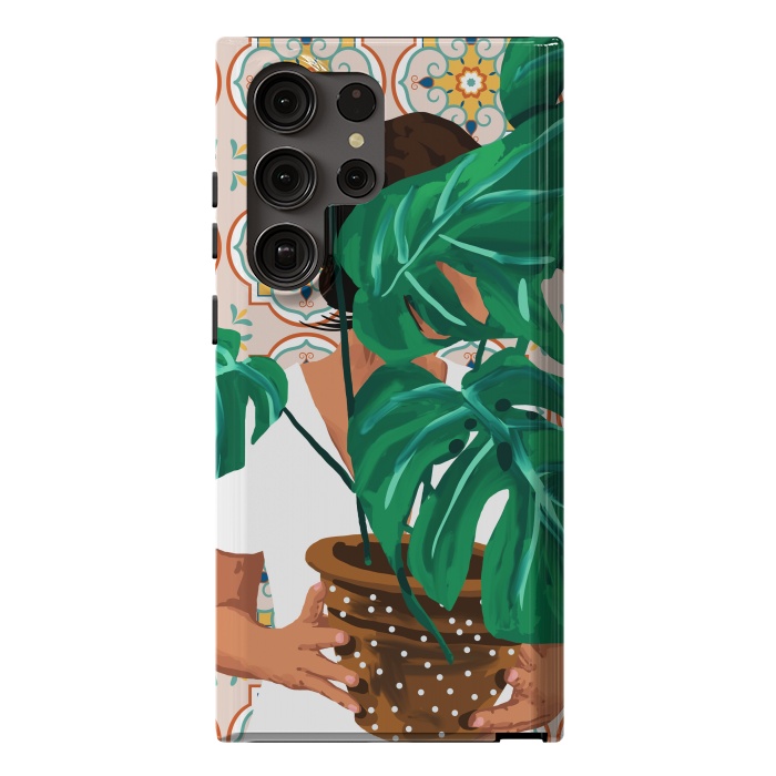 Galaxy S23 Ultra StrongFit Plant Lady & The Urban Junglow | Blush Botanical Home Décor | House Plants Bohemian Woman Bedroom by Uma Prabhakar Gokhale