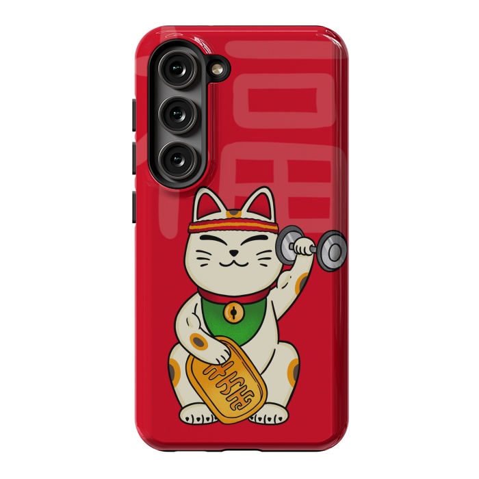Galaxy S23 StrongFit Cat lucky gym by Coffee Man