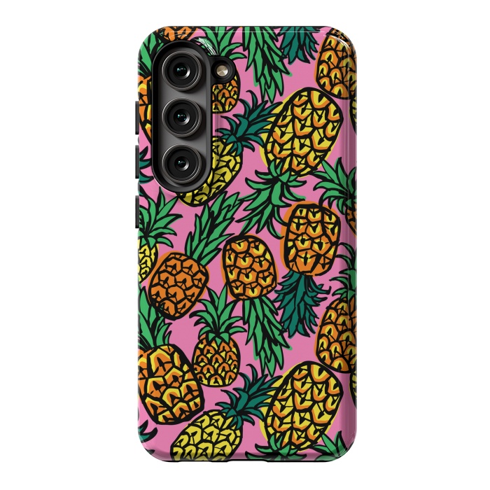 Galaxy S23 StrongFit Tropical Pineapples by Laura Grant