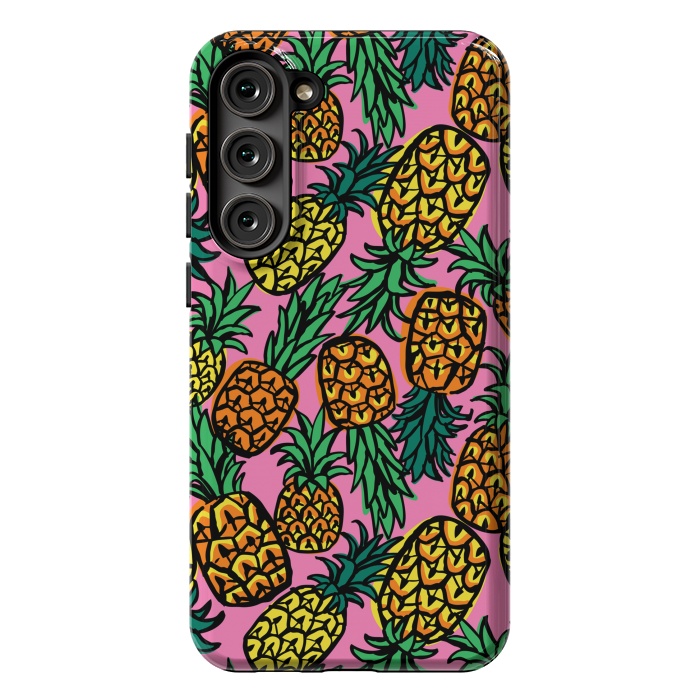 Galaxy S23 Plus StrongFit Tropical Pineapples by Laura Grant