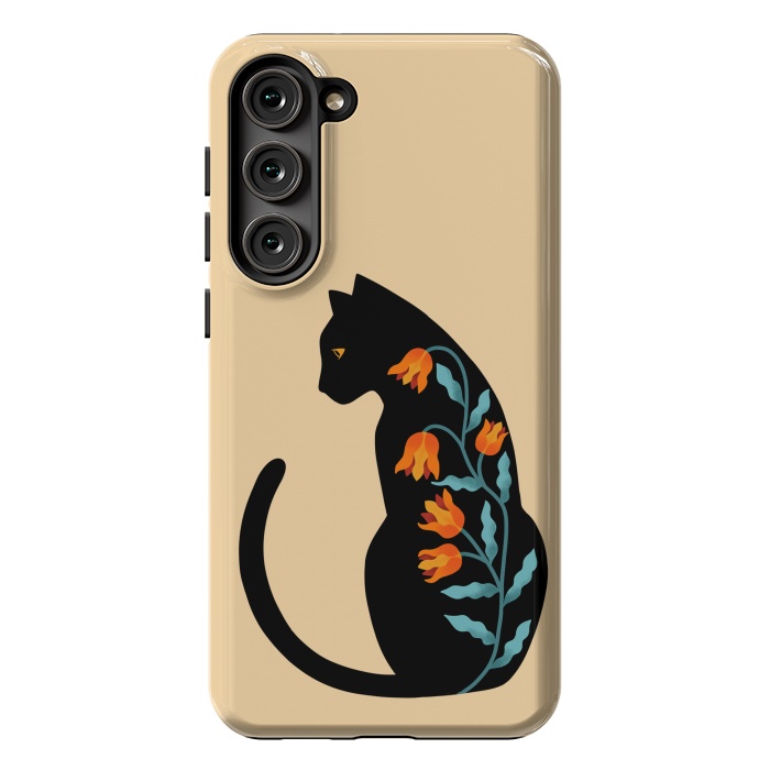 Galaxy S23 Plus StrongFit Cat Floral by Coffee Man