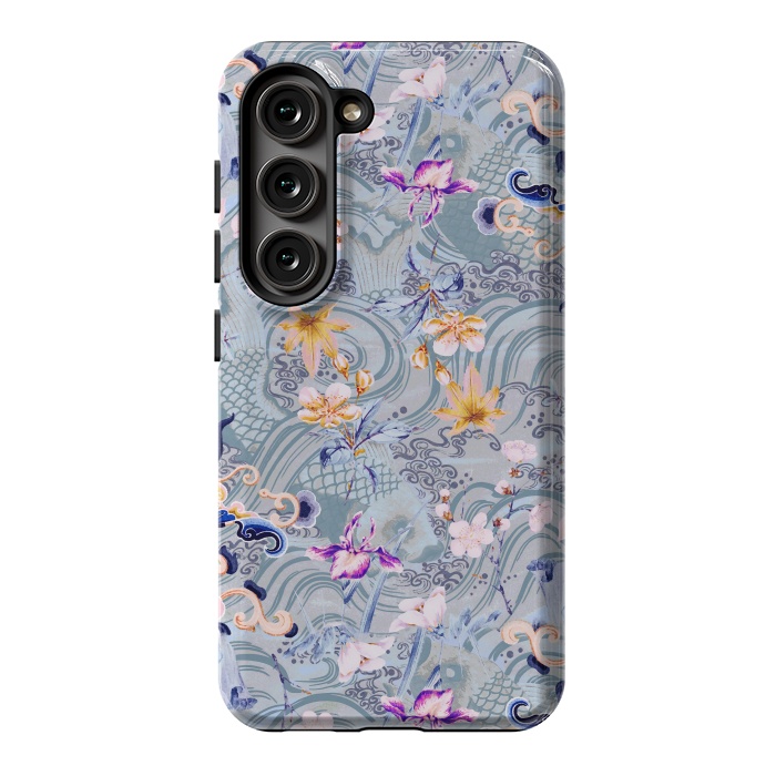 Galaxy S23 StrongFit Flowers and fish - Chinese decorative pattern by Oana 