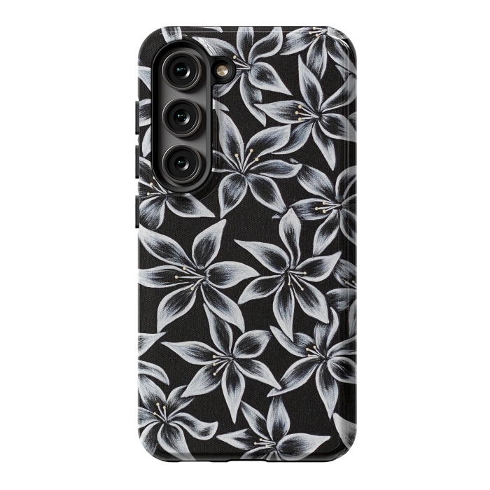 Galaxy S23 StrongFit Black & White Lily by Denise Cassidy Wood