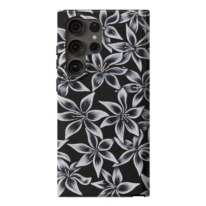 Galaxy S23 Ultra StrongFit Black & White Lily by Denise Cassidy Wood