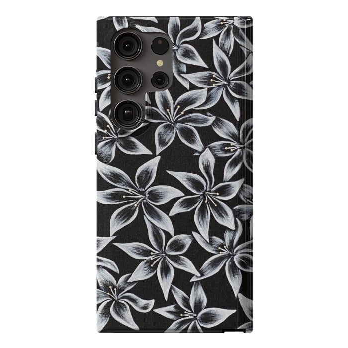 Galaxy S23 Ultra StrongFit Black & White Lily by Denise Cassidy Wood