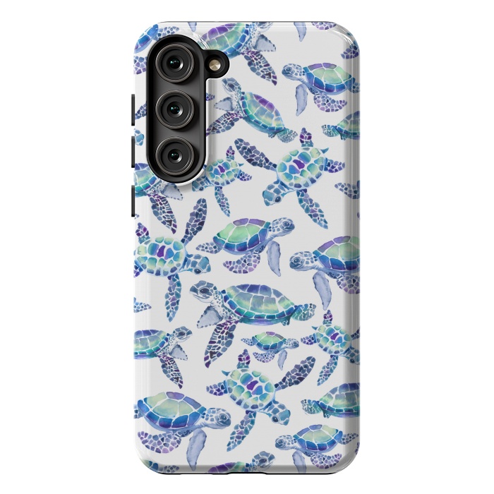 Galaxy S23 Plus StrongFit Turtles in Aqua and Blue by gingerlique