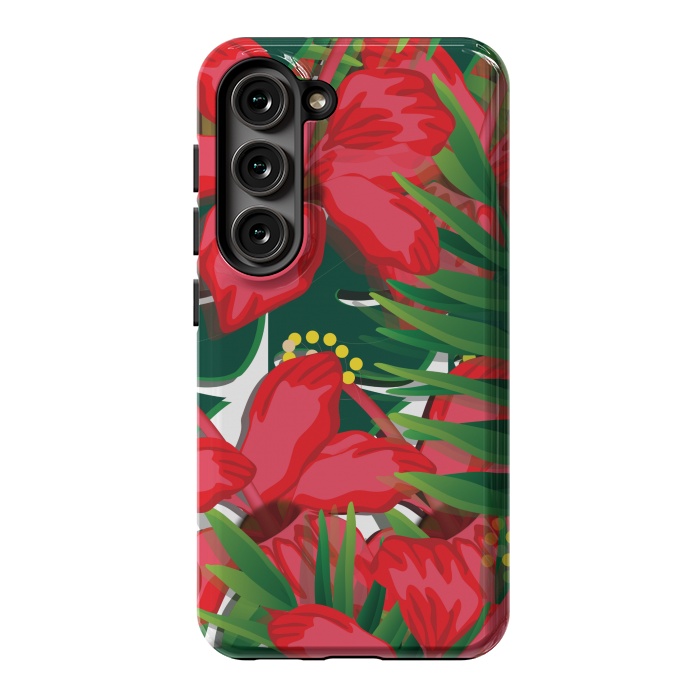 Galaxy S23 StrongFit red tulips tropical by MALLIKA