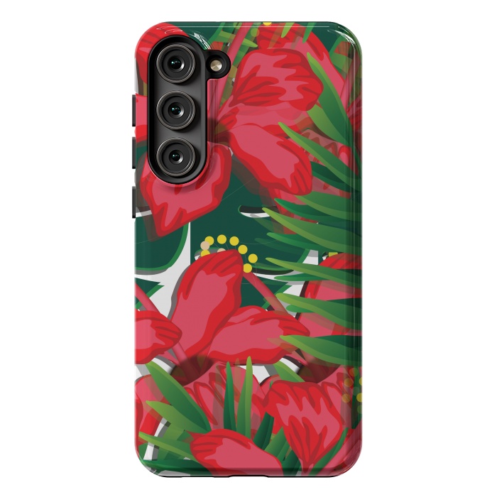 Galaxy S23 Plus StrongFit red tulips tropical by MALLIKA