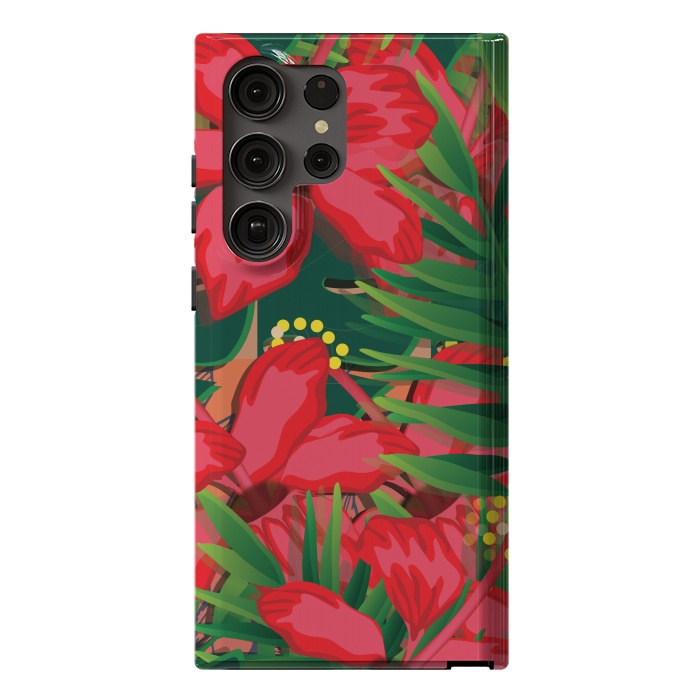 Galaxy S23 Ultra StrongFit red tulips tropical by MALLIKA