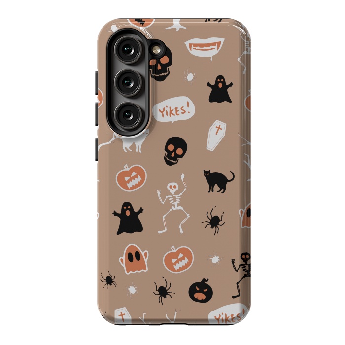 Galaxy S23 StrongFit Halloween Monster pattern - cute Halloween stickers - skull, pumpkin, black cat, ghost by Oana 