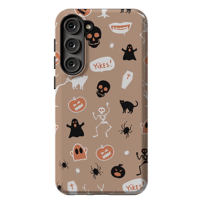 Galaxy S23 Plus StrongFit Halloween Monster pattern - cute Halloween stickers - skull, pumpkin, black cat, ghost by Oana 