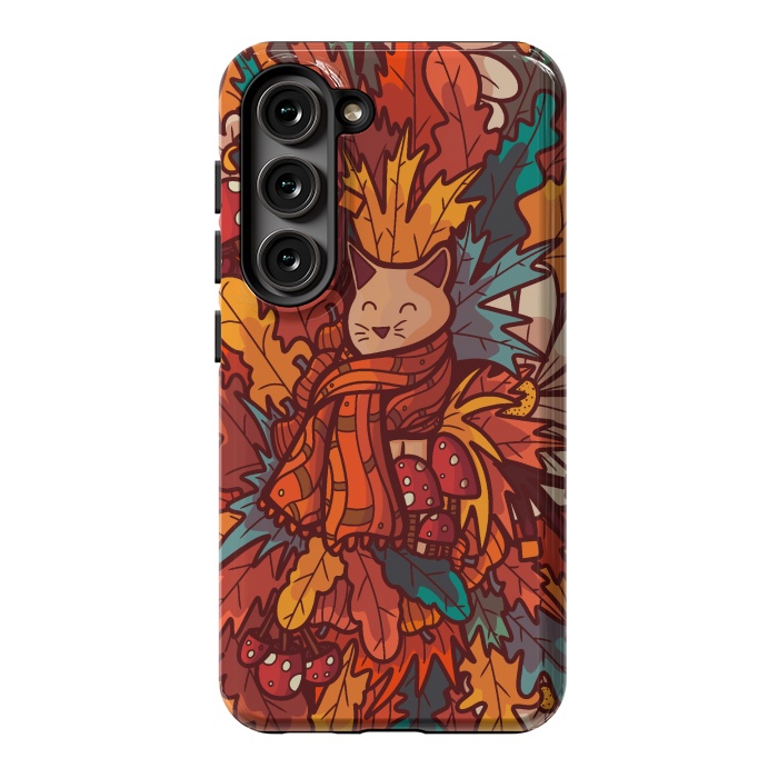 Galaxy S23 StrongFit Cosy autumn cat by Steve Wade (Swade)