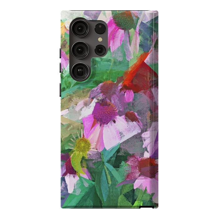 Galaxy S23 Ultra StrongFit The Memory of Spring, Crosshatch Botanical Floral Painting, Plants Garden Meadow, Flowers Nature Digital Illustration by Uma Prabhakar Gokhale