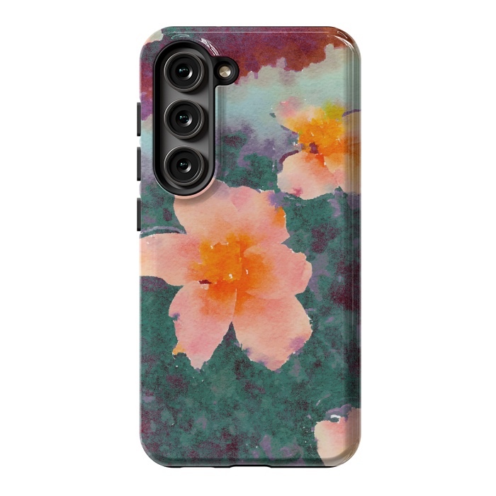 Galaxy S23 StrongFit Floating In Love, Watercolor Lotus Pond Botanical Lake, Forest Jungle Floral Painting by Uma Prabhakar Gokhale