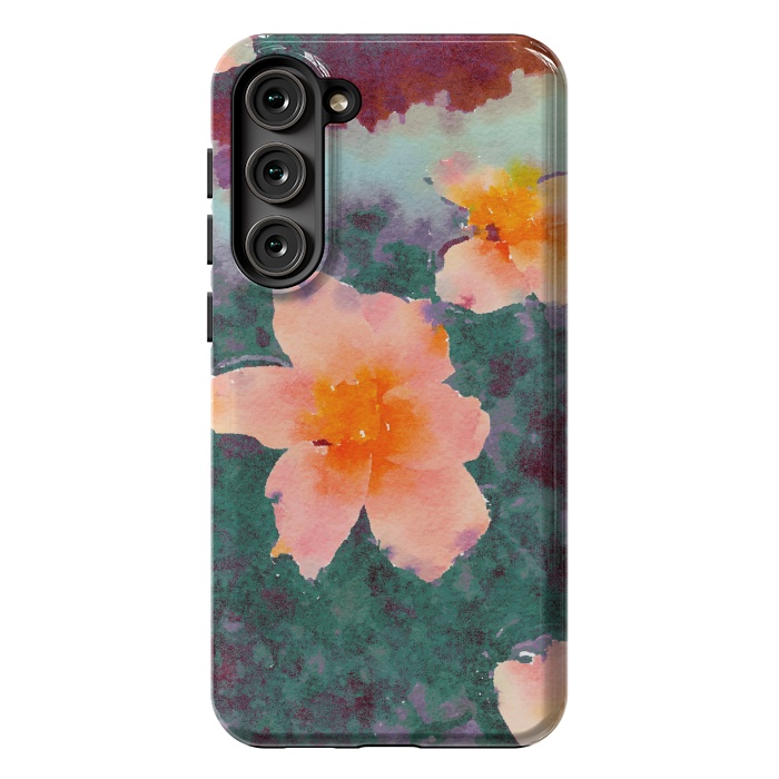 Galaxy S23 Plus StrongFit Floating In Love, Watercolor Lotus Pond Botanical Lake, Forest Jungle Floral Painting by Uma Prabhakar Gokhale