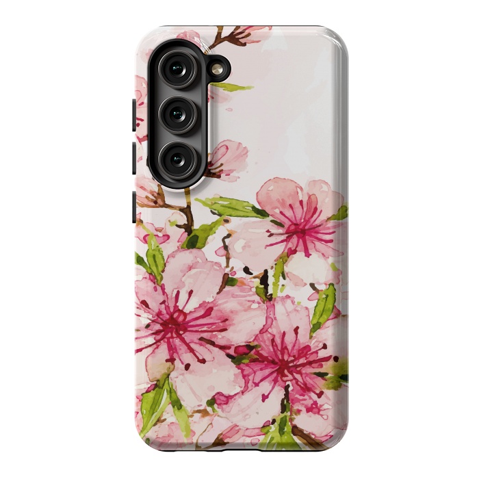 Galaxy S23 StrongFit Watercolor Spring Flowers by Bledi