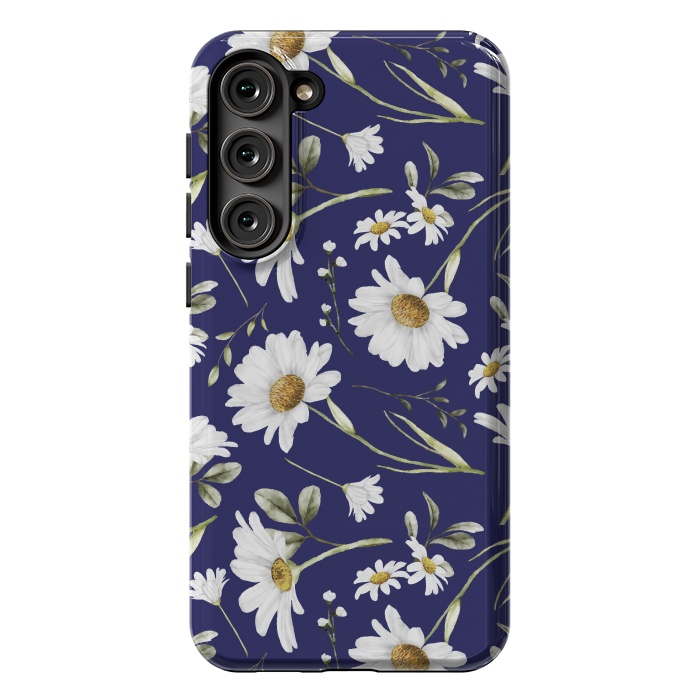 Galaxy S23 Plus StrongFit White Watercolor Flowers 2 by Bledi