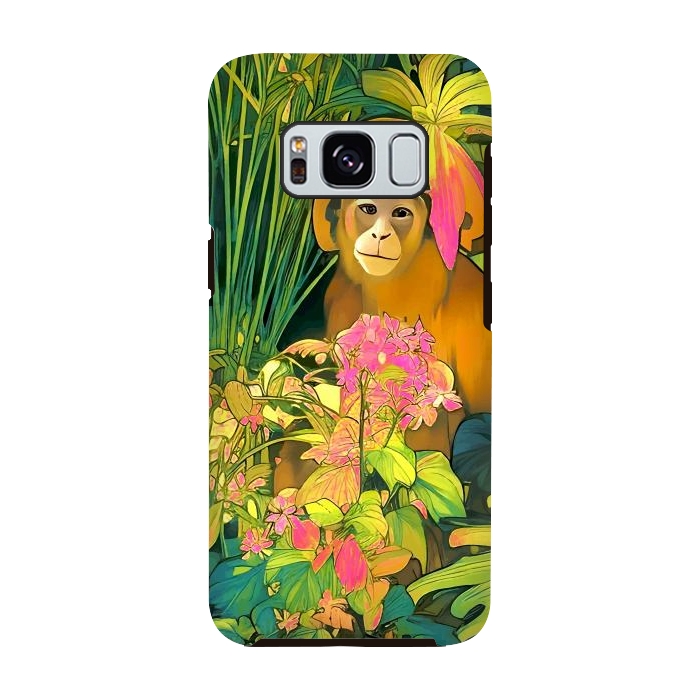Galaxy S8 StrongFit Daydreamer, Coming of Age Monkey Tropical Jungle Plants, Wildlife Botanical Nature Forest Bohemian Animals by Uma Prabhakar Gokhale