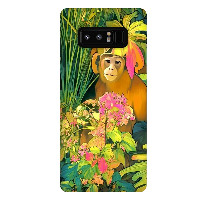 Galaxy Note 8 StrongFit Daydreamer, Coming of Age Monkey Tropical Jungle Plants, Wildlife Botanical Nature Forest Bohemian Animals by Uma Prabhakar Gokhale