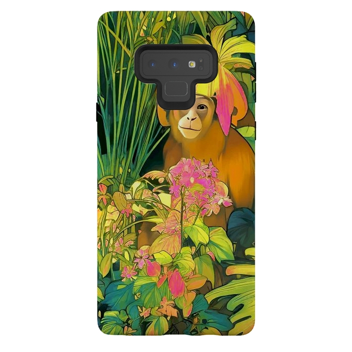 Galaxy Note 9 StrongFit Daydreamer, Coming of Age Monkey Tropical Jungle Plants, Wildlife Botanical Nature Forest Bohemian Animals by Uma Prabhakar Gokhale
