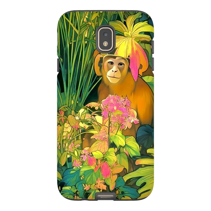 Galaxy J7 StrongFit Daydreamer, Coming of Age Monkey Tropical Jungle Plants, Wildlife Botanical Nature Forest Bohemian Animals by Uma Prabhakar Gokhale