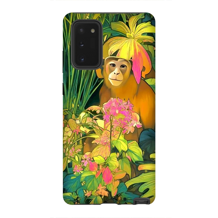 Galaxy Note 20 StrongFit Daydreamer, Coming of Age Monkey Tropical Jungle Plants, Wildlife Botanical Nature Forest Bohemian Animals by Uma Prabhakar Gokhale