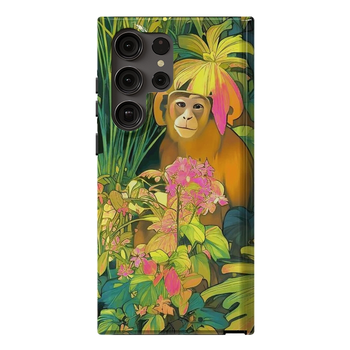Galaxy S23 Ultra StrongFit Daydreamer, Coming of Age Monkey Tropical Jungle Plants, Wildlife Botanical Nature Forest Bohemian Animals by Uma Prabhakar Gokhale