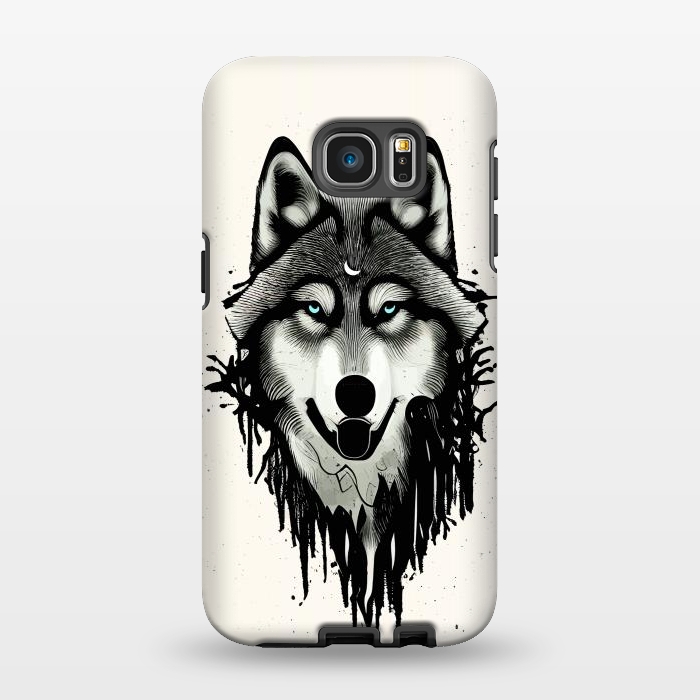 Galaxy S7 EDGE StrongFit Wicked Soul, Werewolf Wolf Wild Animals Sketch, Wildlife Drawing Line Art, Wild Eclectic Dark Moon by Uma Prabhakar Gokhale