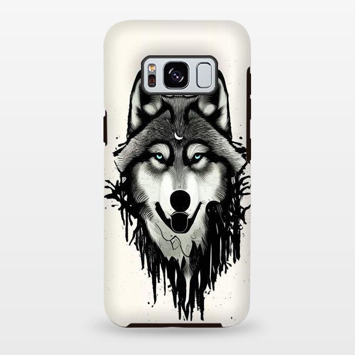 Galaxy S8 plus StrongFit Wicked Soul, Werewolf Wolf Wild Animals Sketch, Wildlife Drawing Line Art, Wild Eclectic Dark Moon by Uma Prabhakar Gokhale