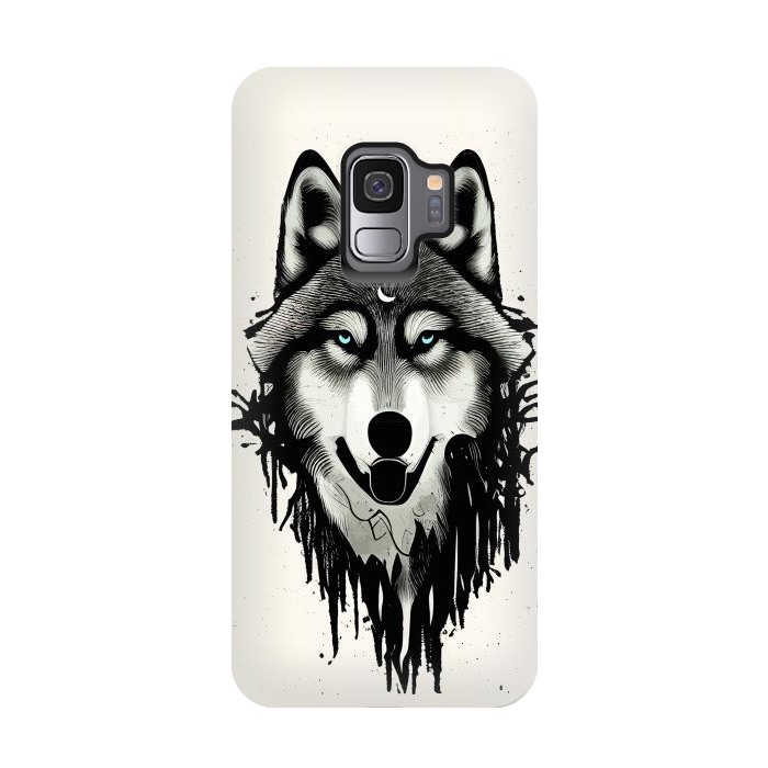 Galaxy S9 StrongFit Wicked Soul, Werewolf Wolf Wild Animals Sketch, Wildlife Drawing Line Art, Wild Eclectic Dark Moon by Uma Prabhakar Gokhale