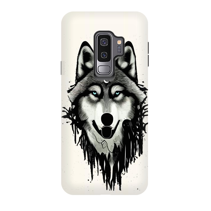 Galaxy S9 plus StrongFit Wicked Soul, Werewolf Wolf Wild Animals Sketch, Wildlife Drawing Line Art, Wild Eclectic Dark Moon by Uma Prabhakar Gokhale