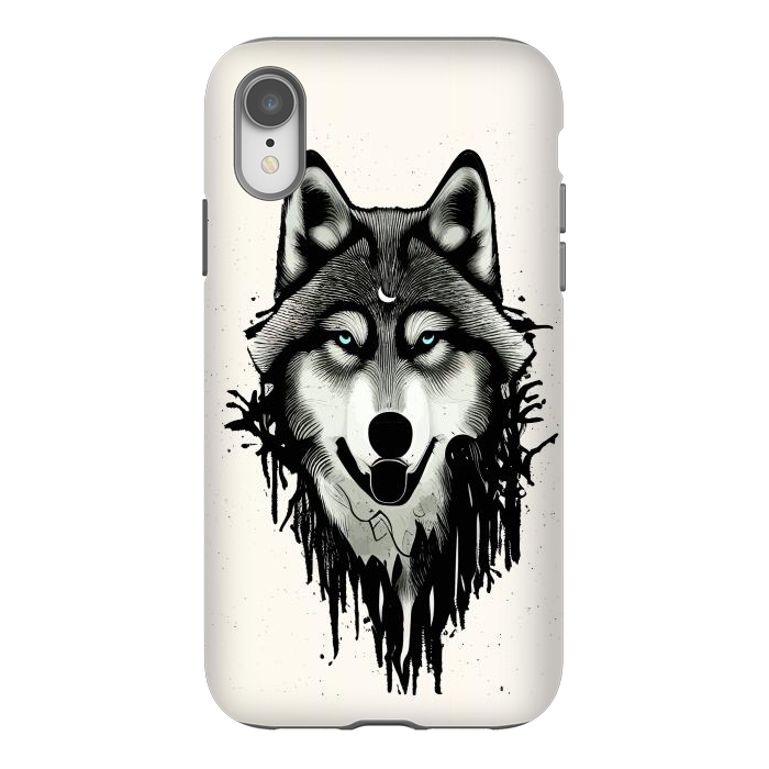iPhone Xr StrongFit Wicked Soul, Werewolf Wolf Wild Animals Sketch, Wildlife Drawing Line Art, Wild Eclectic Dark Moon by Uma Prabhakar Gokhale