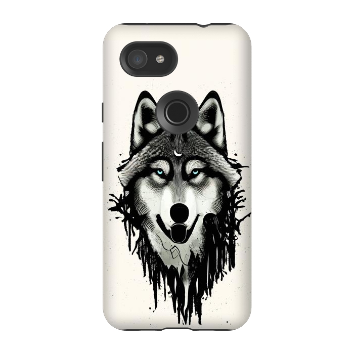Pixel 3A StrongFit Wicked Soul, Werewolf Wolf Wild Animals Sketch, Wildlife Drawing Line Art, Wild Eclectic Dark Moon by Uma Prabhakar Gokhale