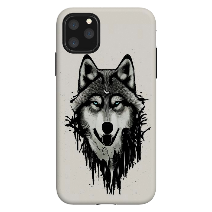 iPhone 11 Pro Max StrongFit Wicked Soul, Werewolf Wolf Wild Animals Sketch, Wildlife Drawing Line Art, Wild Eclectic Dark Moon by Uma Prabhakar Gokhale
