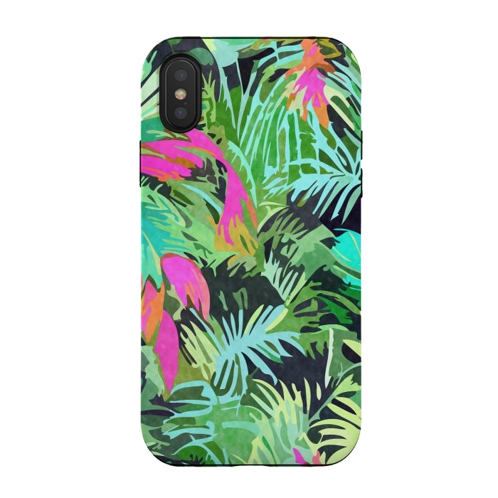 iPhone Xs / X StrongFit Tropical Jungle, Botanical Nature Plants, Palm Forest Bohemian Watercolor, Modern Wild Painting by Uma Prabhakar Gokhale