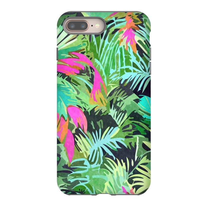 iPhone 8 plus StrongFit Tropical Jungle, Botanical Nature Plants, Palm Forest Bohemian Watercolor, Modern Wild Painting by Uma Prabhakar Gokhale