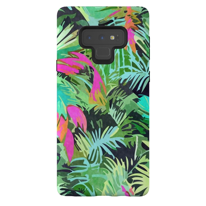 Galaxy Note 9 StrongFit Tropical Jungle, Botanical Nature Plants, Palm Forest Bohemian Watercolor, Modern Wild Painting by Uma Prabhakar Gokhale