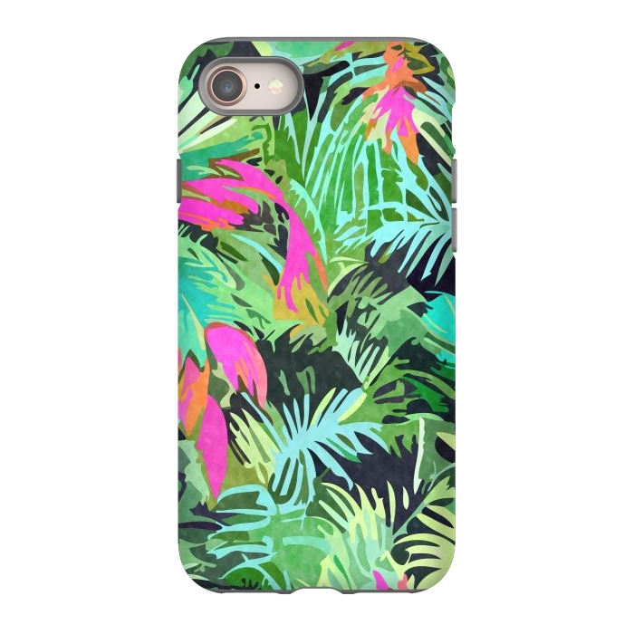 iPhone SE StrongFit Tropical Jungle, Botanical Nature Plants, Palm Forest Bohemian Watercolor, Modern Wild Painting by Uma Prabhakar Gokhale