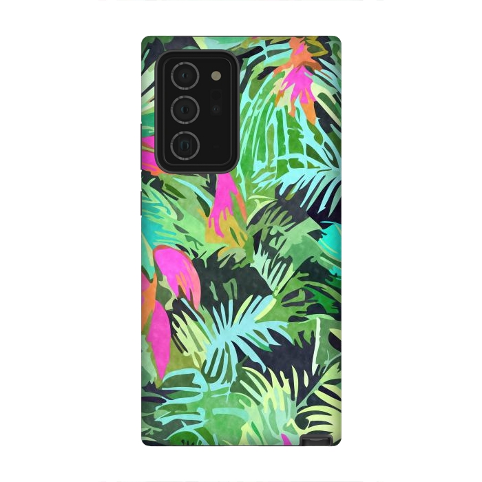 Galaxy Note 20 Ultra StrongFit Tropical Jungle, Botanical Nature Plants, Palm Forest Bohemian Watercolor, Modern Wild Painting by Uma Prabhakar Gokhale