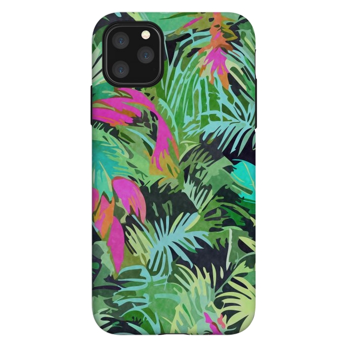 iPhone 11 Pro Max StrongFit Tropical Jungle, Botanical Nature Plants, Palm Forest Bohemian Watercolor, Modern Wild Painting by Uma Prabhakar Gokhale