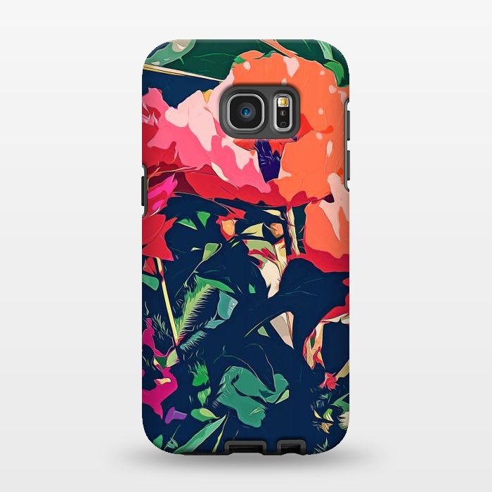 Galaxy S7 EDGE StrongFit Where Darkness Blooms, Dark Floral Botanical Painting, Eclectic Blush Plants Garden Nature Flowers by Uma Prabhakar Gokhale