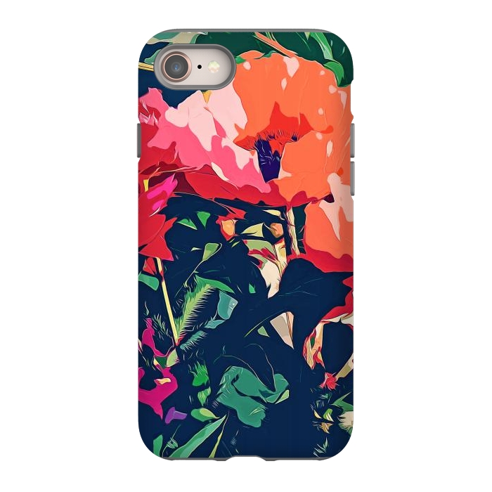 iPhone 8 StrongFit Where Darkness Blooms, Dark Floral Botanical Painting, Eclectic Blush Plants Garden Nature Flowers by Uma Prabhakar Gokhale
