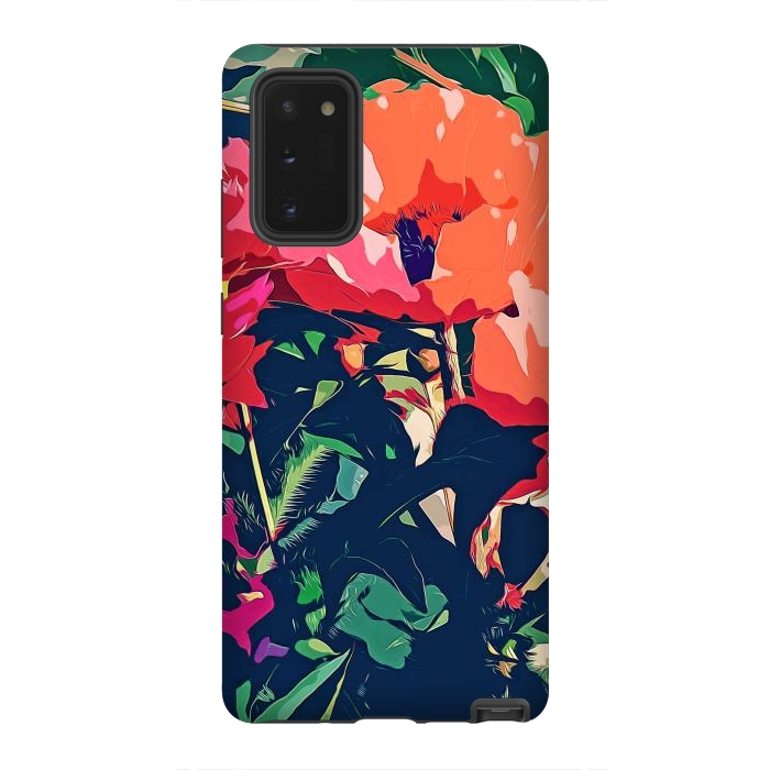 Galaxy Note 20 StrongFit Where Darkness Blooms, Dark Floral Botanical Painting, Eclectic Blush Plants Garden Nature Flowers by Uma Prabhakar Gokhale